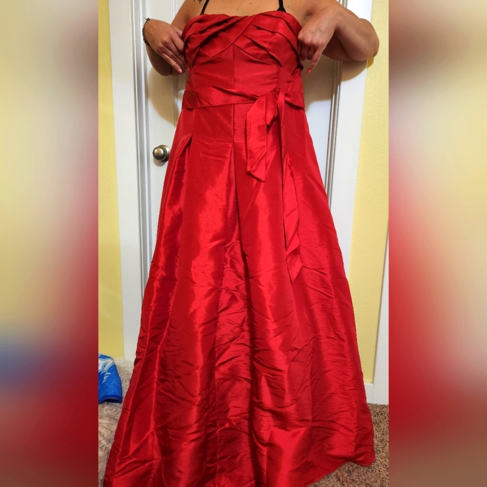 Davids bridal red floor length dress size 16